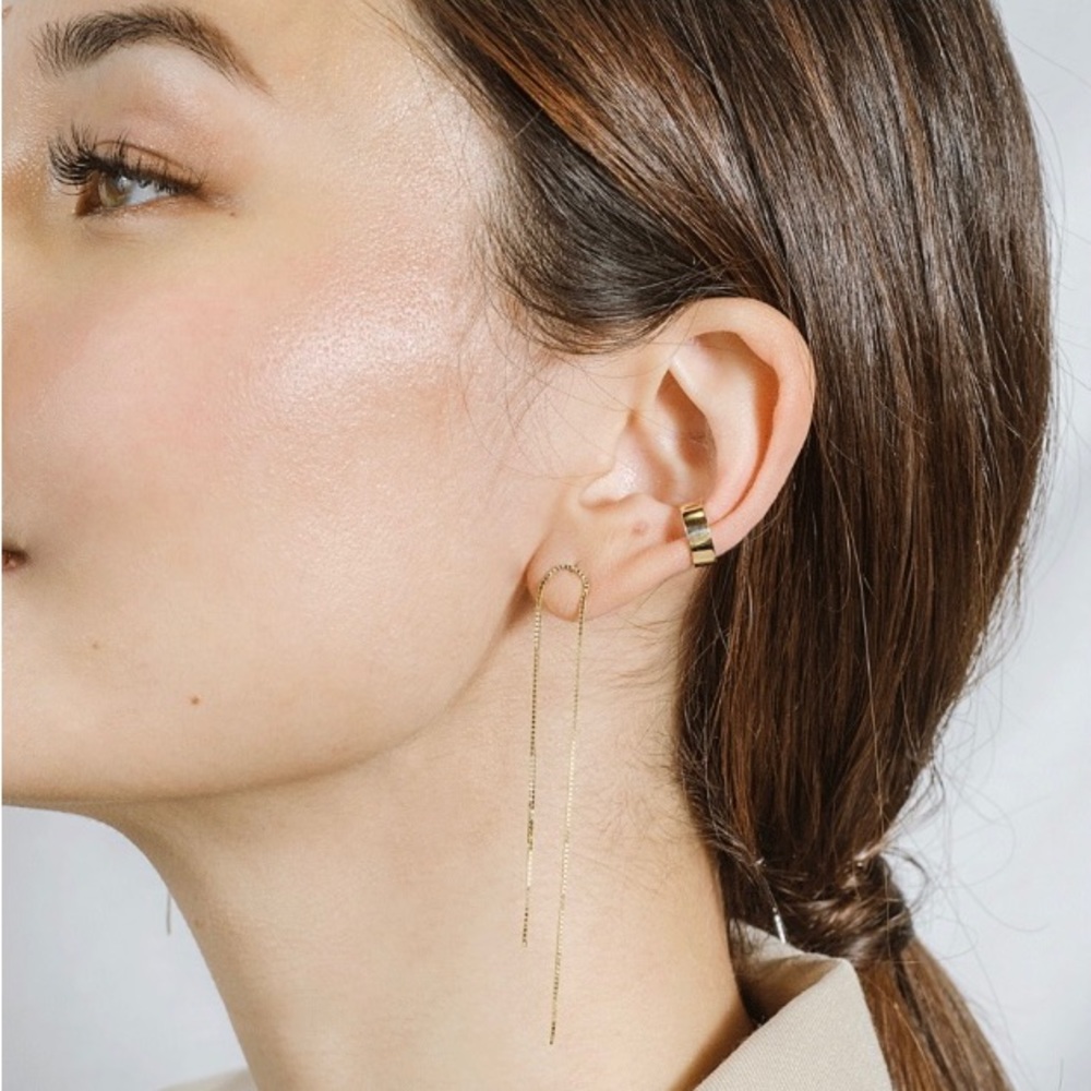Gold arch box chain earrings by Poppy Finch. Barely worn.